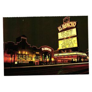 El Rancho Casino Hotel Las Vegas Vintage Postcard Vacation Gambling Marquee
